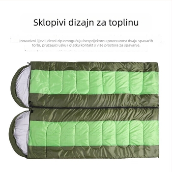 Spavaća vreća za outdoor kampiranje – punilo od šupljeg pamuka, navlaka od 190T vodootporne poliester tkanine, kofer-stil dizajn, za odrasle, 2,3 kg