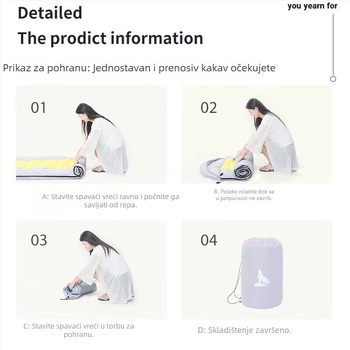 Spavaća vreća za outdoor kampiranje – punilo od šupljeg pamuka, navlaka od 190T vodootporne poliester tkanine, kofer-stil dizajn, za odrasle, 2,3 kg