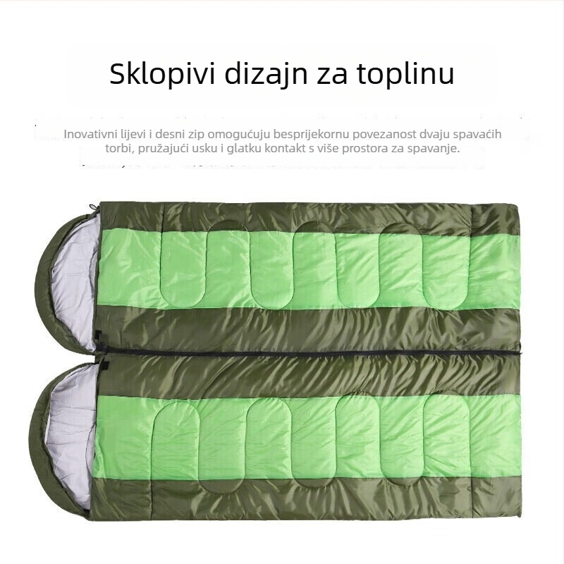 Spavaća vreća za outdoor kampiranje – punilo od šupljeg pamuka, navlaka od 190T vodootporne poliester tkanine, kofer-stil dizajn, za odrasle, 2,3 kg