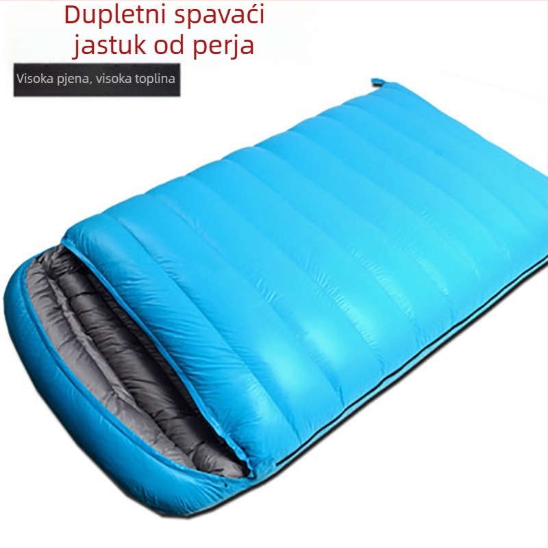 Dvoslojni spavaći vreć s downom, envelope stil, za odrasle; punilo: bijeli pačji down; podstava: čista pamuk; tkanina: pongee