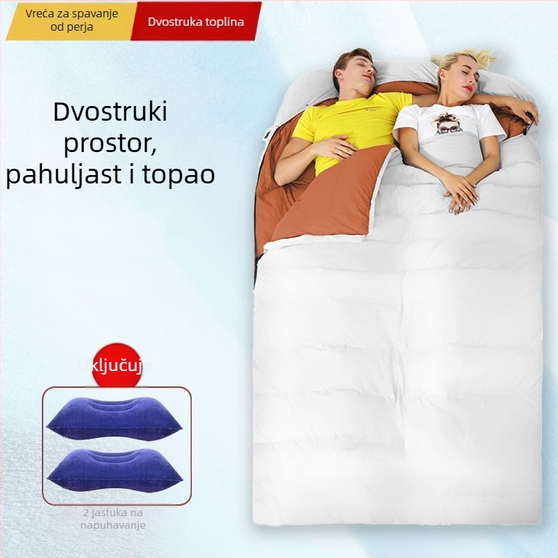 Dvoslojni spavaći vreć s downom, envelope stil, za odrasle; punilo: bijeli pačji down; podstava: čista pamuk; tkanina: pongee