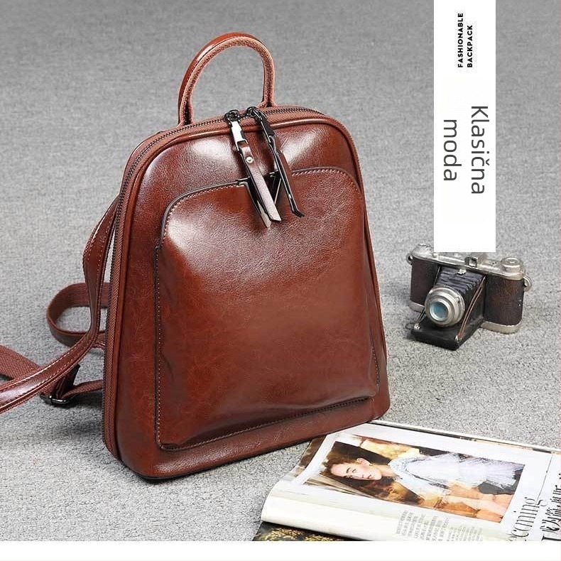 Ženski PU kožni ruksak — lagan, vodootporan, zaštita od krađe, zatvaranje na zip, unutarnji džepovi, gradski stil