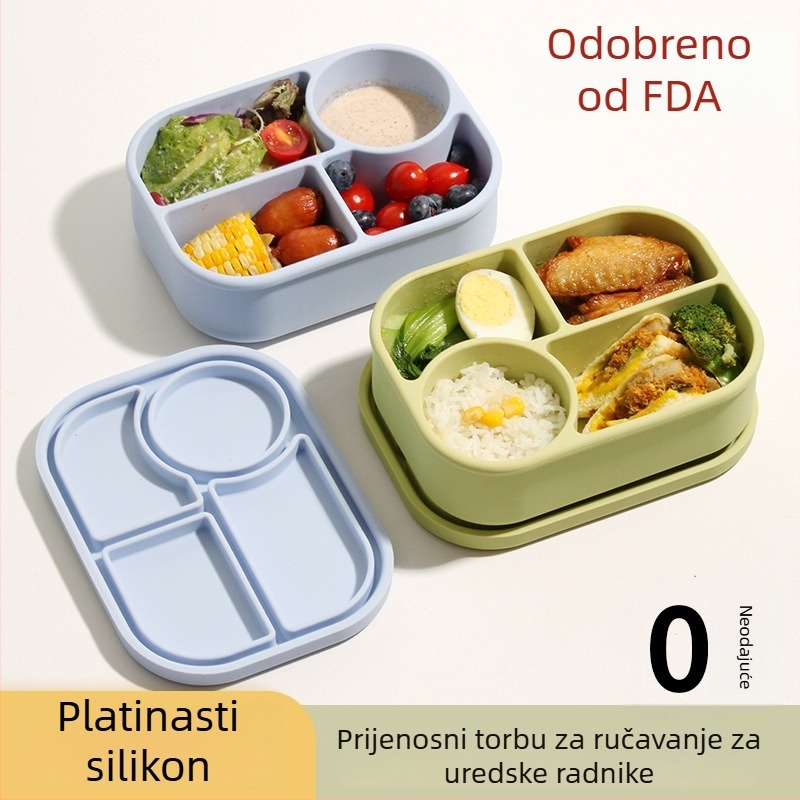Kutija za obrok od silikona, 501–800 ml, mikrovalna kompatibilna, pravokutna, jednoslojna