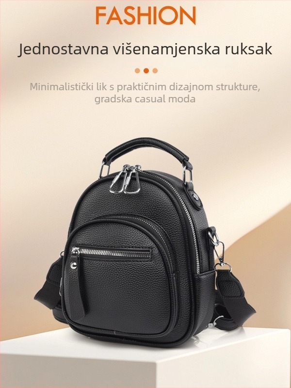 Ruksak od PU kože, stil za putovanja u slobodno vrijeme, ljeto 2025, zatvarač na zip, skriveni džep sa zipom