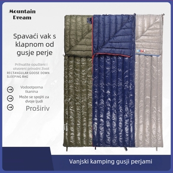 Spavaća vreća s perjem od guske, za odrasle, omotnica stil, vanjska tkanina i podstava od poliestera 400T20D, težina 700 g