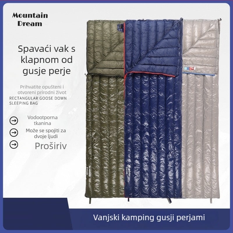 Spavaća vreća s perjem od guske, za odrasle, omotnica stil, vanjska tkanina i podstava od poliestera 400T20D, težina 700 g