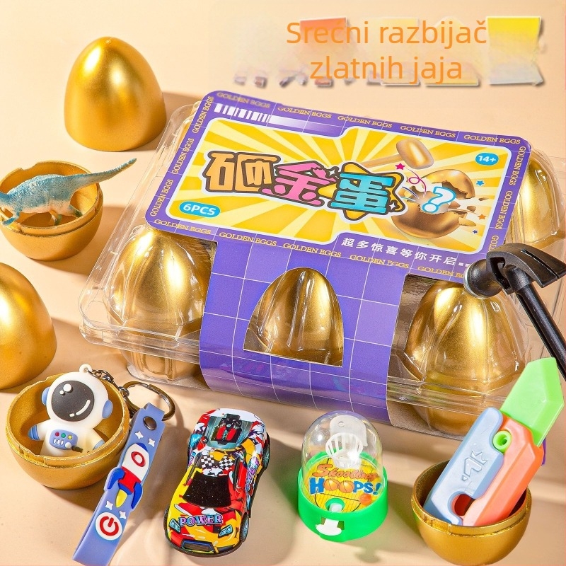 Interaktivna nagradna igračka s zlatim jajetom za razbijanje – za događaje, za djecu 7–14 godina, plastični materijal, 3C certifikat (Kod 2025182202066143)