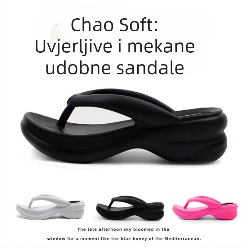 Flip-flop s povećanjem visine od 6 cm, EVA gornji dio i EVA potplat, okrugli vrh, seksi stil