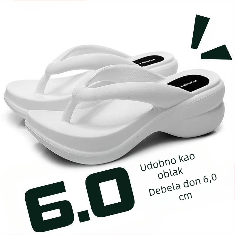 Flip-flop s povećanjem visine od 6 cm, EVA gornji dio i EVA potplat, okrugli vrh, seksi stil