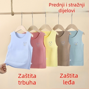 Dječji bezšiveni termalni prsluk s grijanjem, zaštita trbuha, unisex, za djecu 1–3 godine, pogodna za zimu, proljeće i jesen, pletani pamuk-poliester materijal