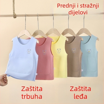 Dječji bezšiveni termalni prsluk s grijanjem, zaštita trbuha, unisex, za djecu 1–3 godine, pogodna za zimu, proljeće i jesen, pletani pamuk-poliester materijal