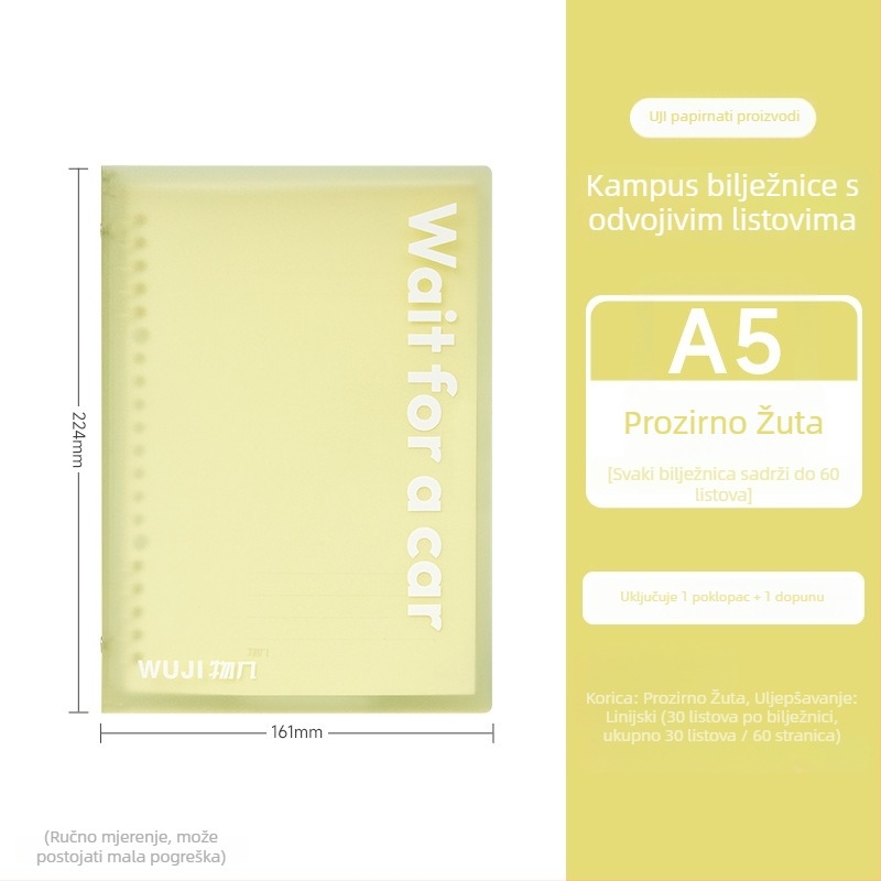 Studentski bilježnica s odvojivim listovima, 30 listova, kvalitetan papir