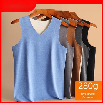 Muški termalni prsluk s fleece podstavom, debljina 251–300 g/m², poliester 90–95%, V-izrez, pulover stil