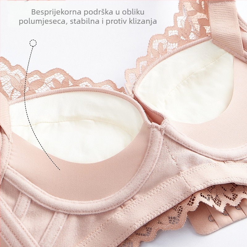 Ženski grudnjak bez žice od čipke, s pet redova kopča, podesiv oblik, prozračan