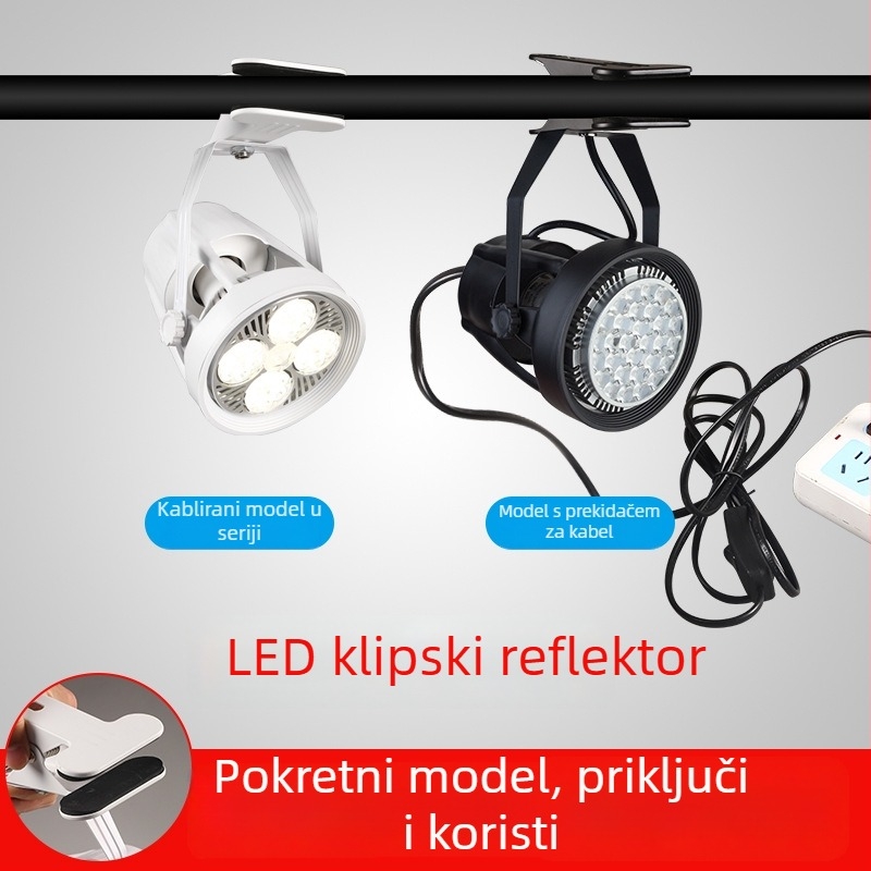 LED klip svjetlo za ploče za izložbe – aluminijsko kućište, 220V, CRI ≥90, gumbasti prekidač, ručno upravljanje
