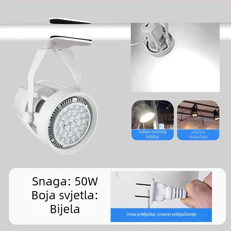 LED klip svjetlo za ploče za izložbe – aluminijsko kućište, 220V, CRI ≥90, gumbasti prekidač, ručno upravljanje