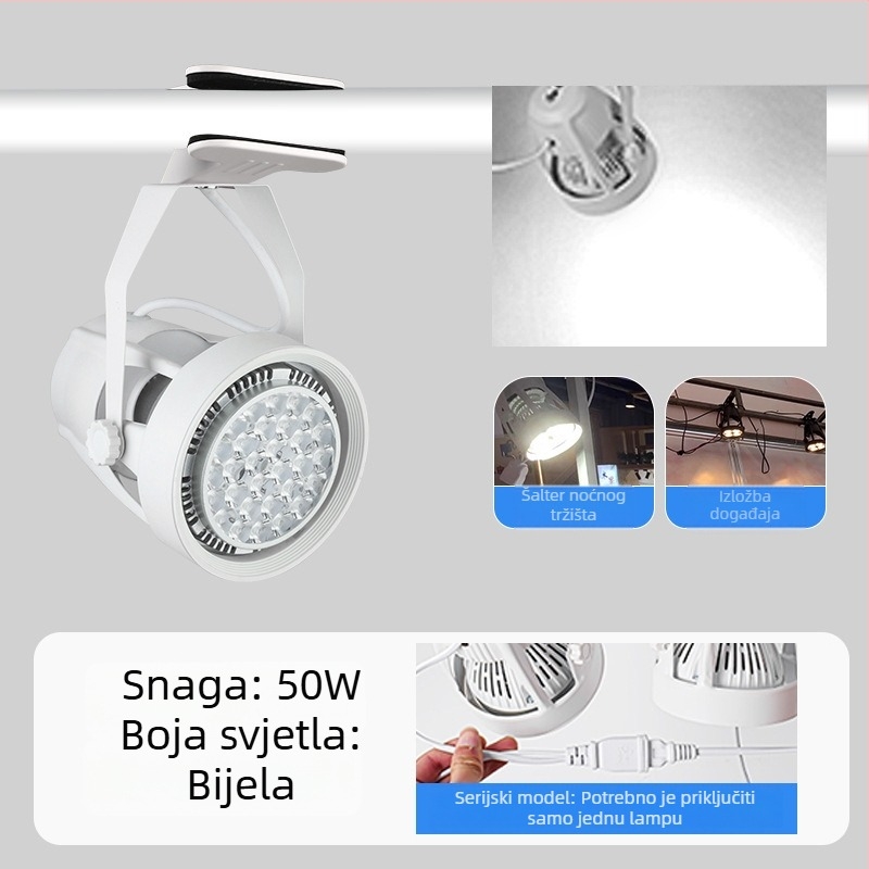 LED klip svjetlo za ploče za izložbe – aluminijsko kućište, 220V, CRI ≥90, gumbasti prekidač, ručno upravljanje