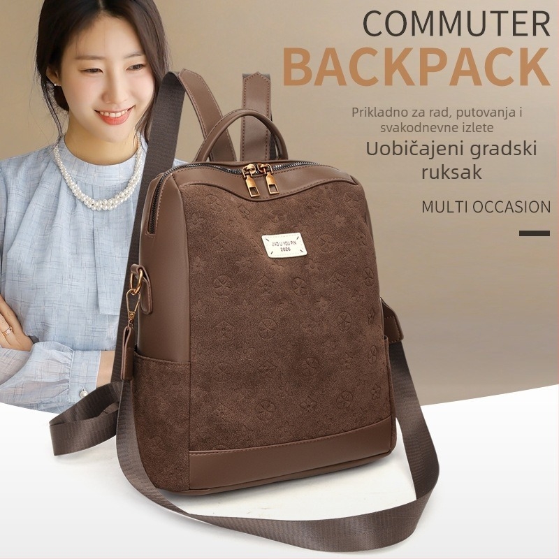 Ženski PU ruksak za slobodno vrijeme putovanja, lagani luksuz, zatvaranje na zatvarač, unutarnji pretinci: pretinac sa zatvaračem, džep za dokumente, laminirani džep; otporan na habanje, zaštita od krađe