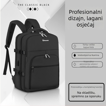 Putni ruksak, unisex, velika zapremina 36–55 L, kompatibilan s 16-inčnim prijenosnim računalom, PU materijal, vodootporan, USB sučelje