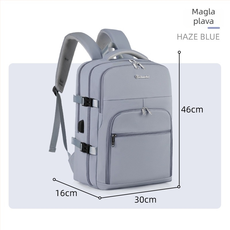 Putni ruksak, unisex, velika zapremina 36–55 L, kompatibilan s 16-inčnim prijenosnim računalom, PU materijal, vodootporan, USB sučelje