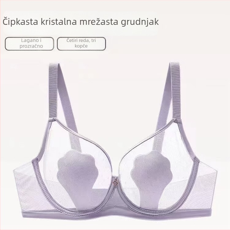 Ženski ljetni tanak čipkasti grudnjak s košaricama u obliku kunićih ušiju, bešavni push-up, odvojive naramenice, stražnje dvostruko kopčanje