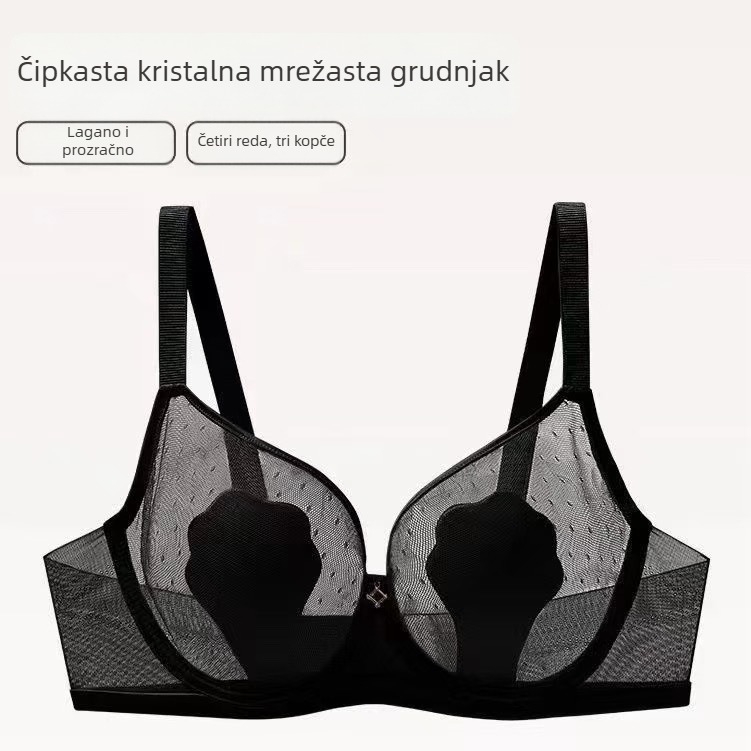 Ženski ljetni tanak čipkasti grudnjak s košaricama u obliku kunićih ušiju, bešavni push-up, odvojive naramenice, stražnje dvostruko kopčanje