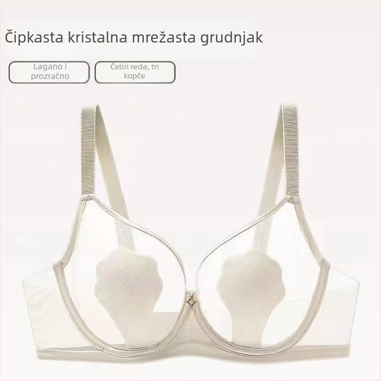 Ženski ljetni tanak čipkasti grudnjak s košaricama u obliku kunićih ušiju, bešavni push-up, odvojive naramenice, stražnje dvostruko kopčanje