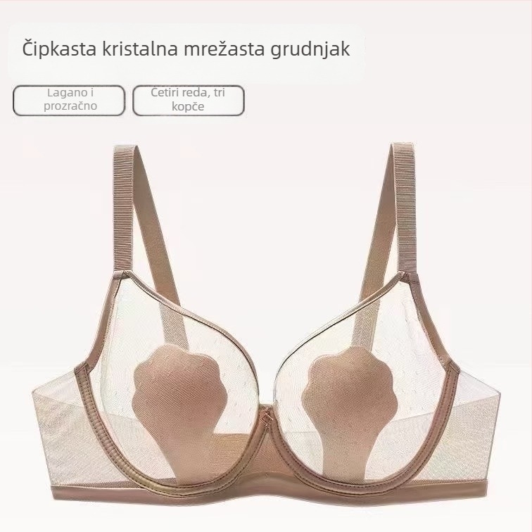 Ženski ljetni tanak čipkasti grudnjak s košaricama u obliku kunićih ušiju, bešavni push-up, odvojive naramenice, stražnje dvostruko kopčanje