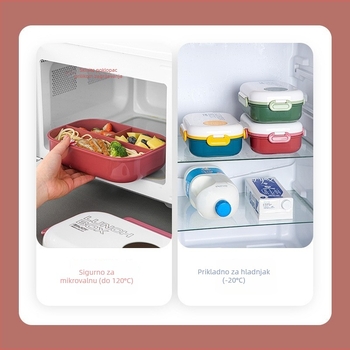 Kutija za obrok, podijeljena, sigurna za mikrovalnu pećnicu, od plastike, prehrambene klase, za ured i dom.