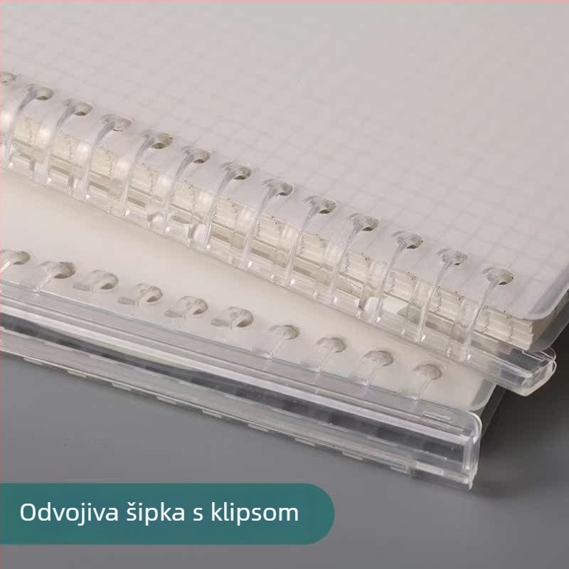 Bilježnica s odvojivim unutarnjim listovima, mrežasti uzorak, 80 listova, okrugle rupe, unutarnje stranice od drvene pulpe i polipropilena