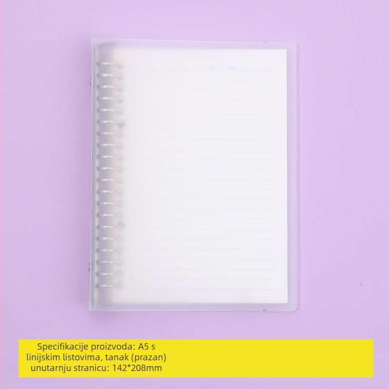 Bilježnica s odvojivim unutarnjim listovima, mrežasti uzorak, 80 listova, okrugle rupe, unutarnje stranice od drvene pulpe i polipropilena