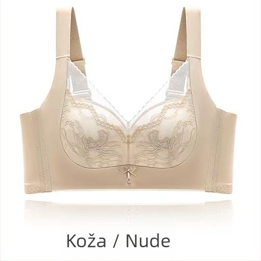 Bežični čipkasti push-up grudnjak bez žice, 3/4 košarica, srednji oblik čašice, bez čeličnog okvira, modalna podstava