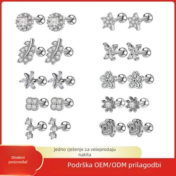 Nerđajuće čelične naušnice, nepravilnog oblika cvijeta, geometrijski dizajn, elektroplatiranje