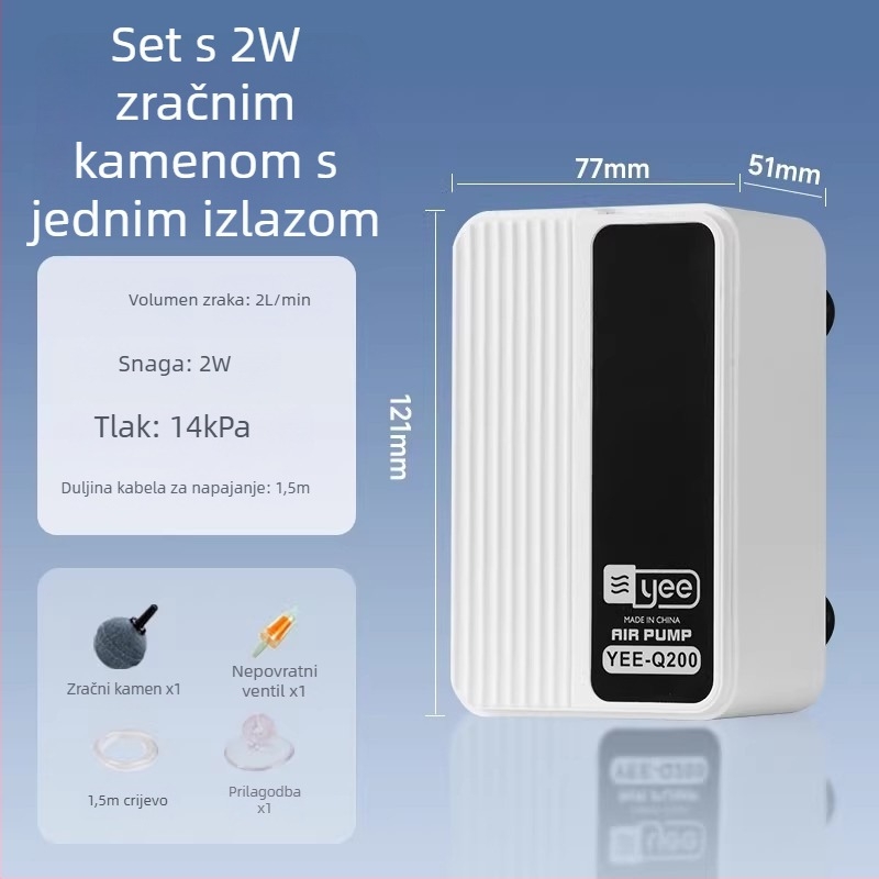 Pumpa za kisik u akvariju – iznimno tiha, kompaktna, za kućnu upotrebu; Marka: yee; Težina: 350 g