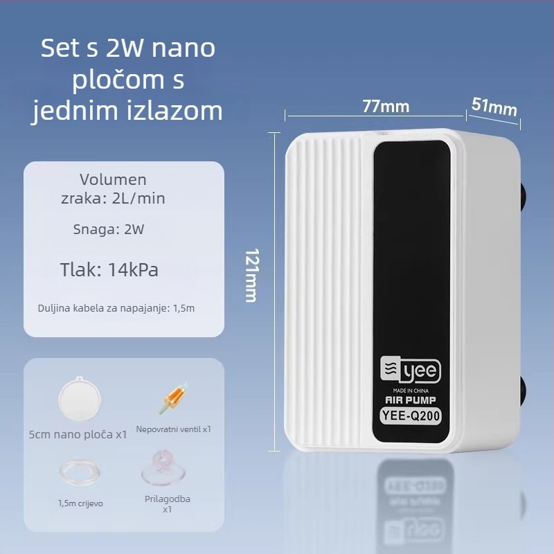 Pumpa za kisik u akvariju – iznimno tiha, kompaktna, za kućnu upotrebu; Marka: yee; Težina: 350 g