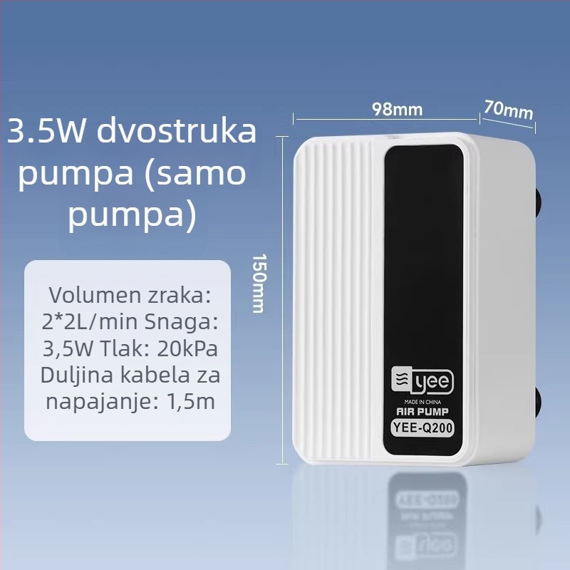 Pumpa za kisik u akvariju – iznimno tiha, kompaktna, za kućnu upotrebu; Marka: yee; Težina: 350 g