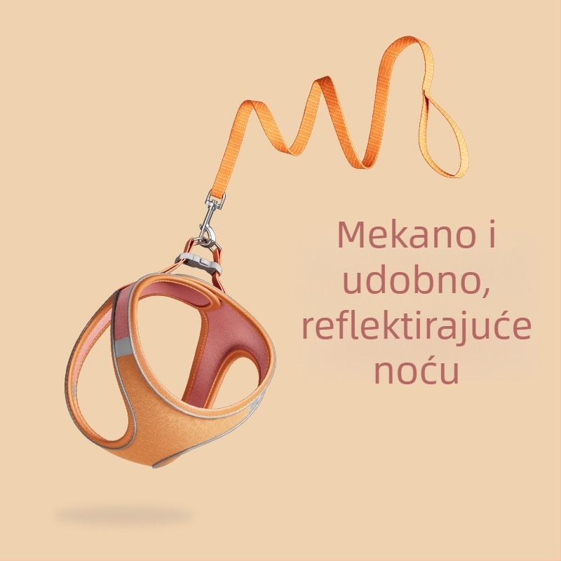 Mačji prsni harnes za šetnju, reflektirajuće trake, materijal: tkanina