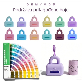 Dispenzer vrećica za otpad kućnih ljubimaca, silikon, prijenosni, kompatibilan s vrećicama za pse i mačke, kutija od 100 komada