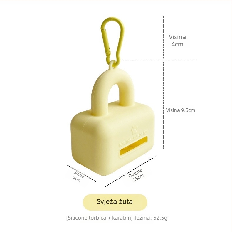 Dispenzer vrećica za otpad kućnih ljubimaca, silikon, prijenosni, kompatibilan s vrećicama za pse i mačke, kutija od 100 komada