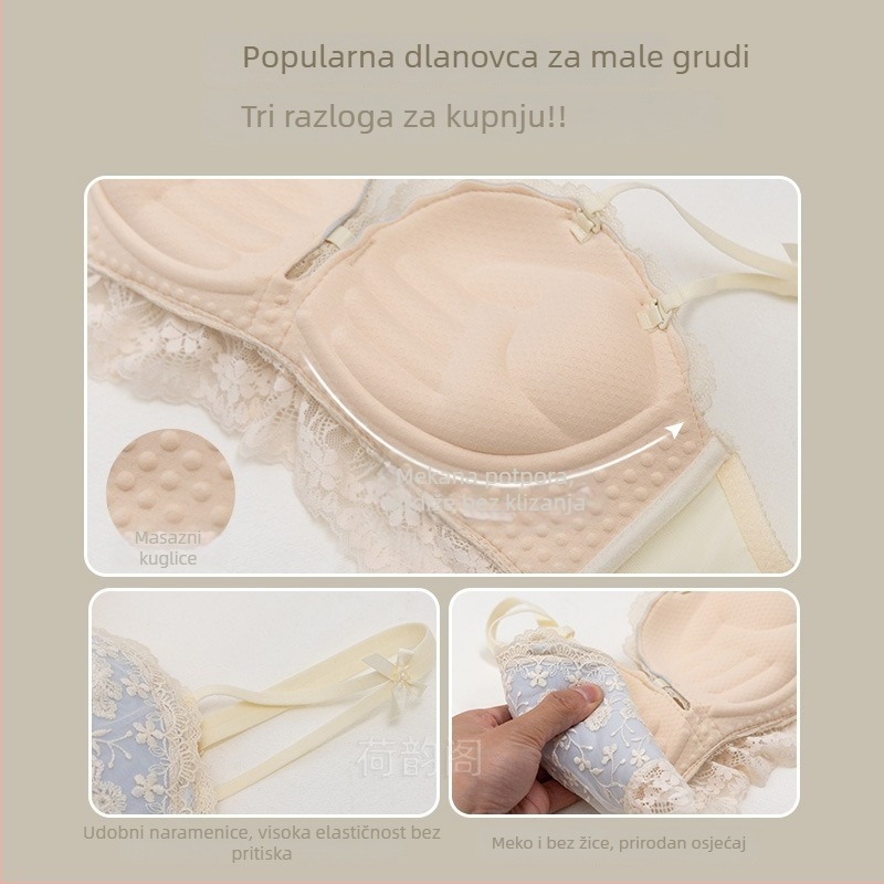 Skup grudnjaka – Push-up, 3/4 šalica, oblikovane čašice s tankim vrhom i debelim donjim dijelom, fiksni dvostruki remeni, stražnje tri kopče (Nylon)