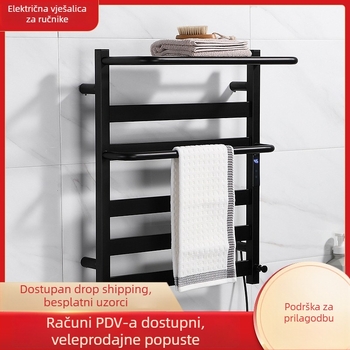 Električna držač za ručnike na zidu, grijani, nehrđajući čelik, jednoslojni, premaz sprejem, nosivost 15 kg
