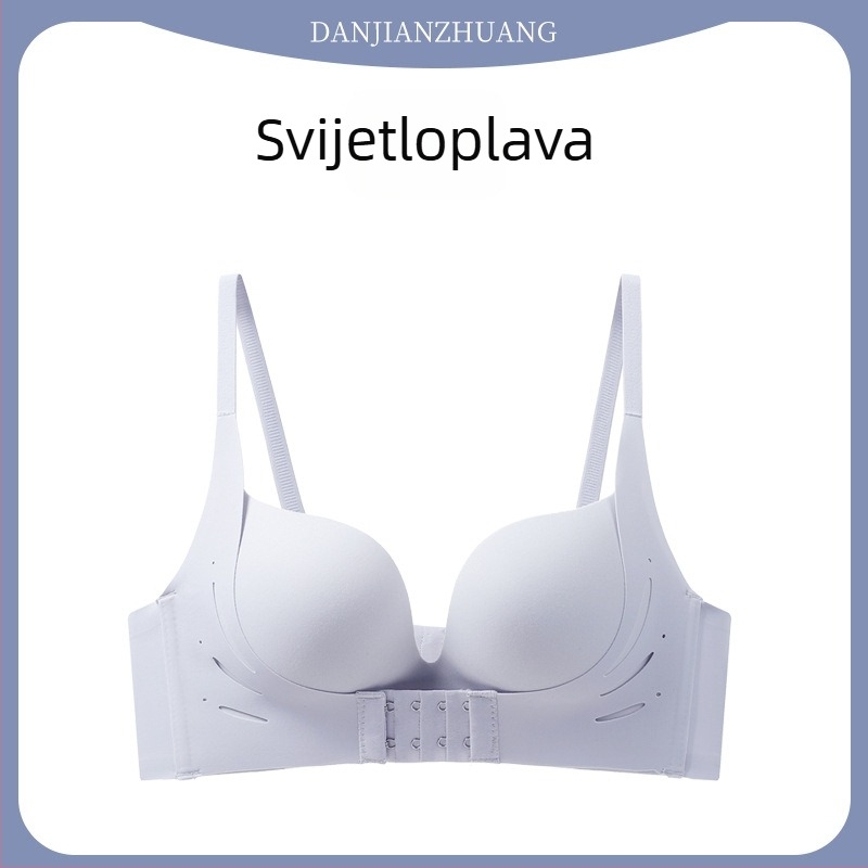 Bezšivni grudnjak za podizanje s prednjim zatvaračem, za male grudi, bežični, košarice 3/4, oblikovane košarice s tankim gornjim dijelom i debelim donjim dijelom, od najlona