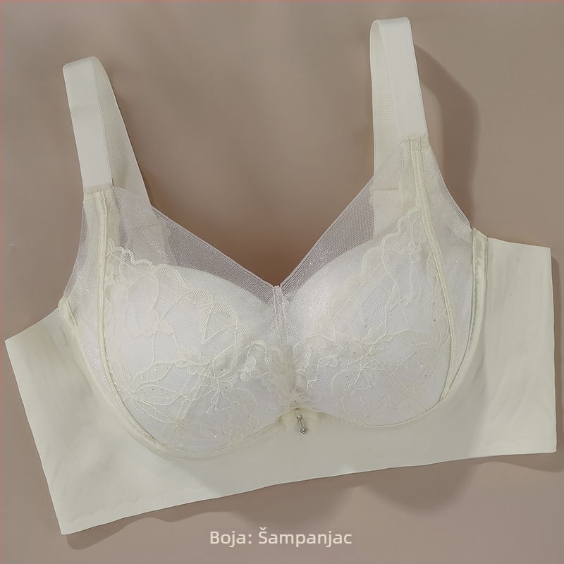 Push-Up čipkasti svileni grudnjak, najlon materijal, podstava od mulberry svile, 3/4 košarica, fiksne dvostruke naramenice, stražnji zatvarač s četiri reda