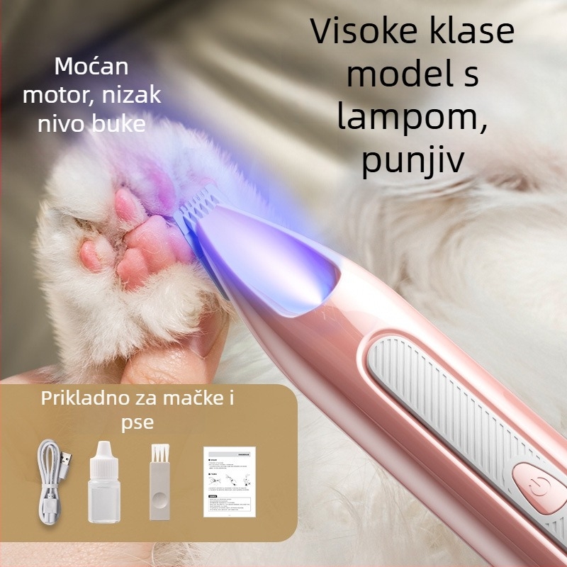 Električni trim za šape kućnih ljubimaca, tih, za mačke i pse, metalno kućište