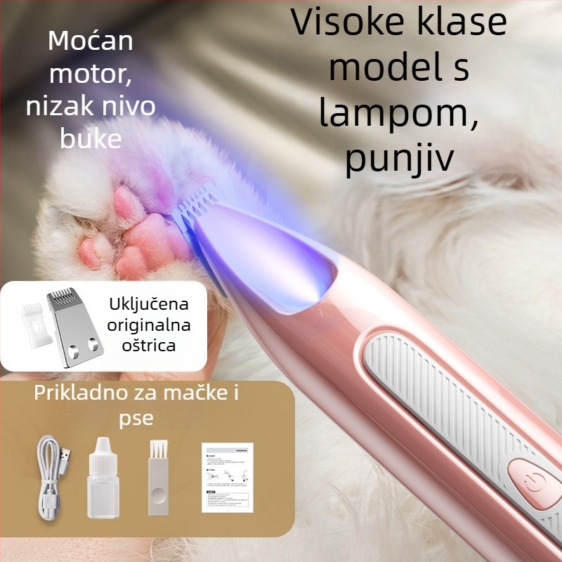 Električni trim za šape kućnih ljubimaca, tih, za mačke i pse, metalno kućište