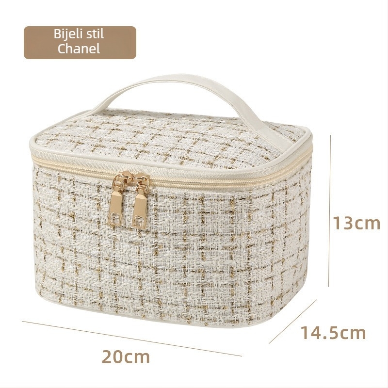 Šmink torbica Xiaoxiangfeng, kubičnog oblika, platnene, višestruka namjena, za putovanja (Model: Xiaoxiangfeng kozmetička torbica; Oblik: Kubičan; Materijal: Platno; Funkcija: Višestruka namjena; Namjena: Putovanja)