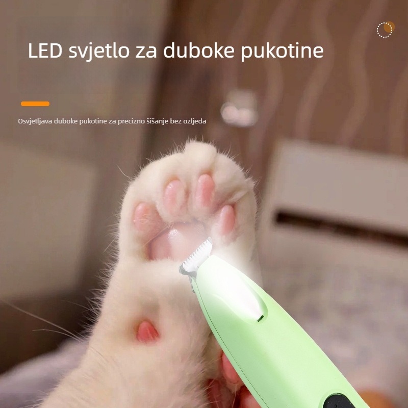 Električni uređaj za njegu šapa kućnih ljubimaca, za pse i mačke, ABS materijal, LED svjetlo