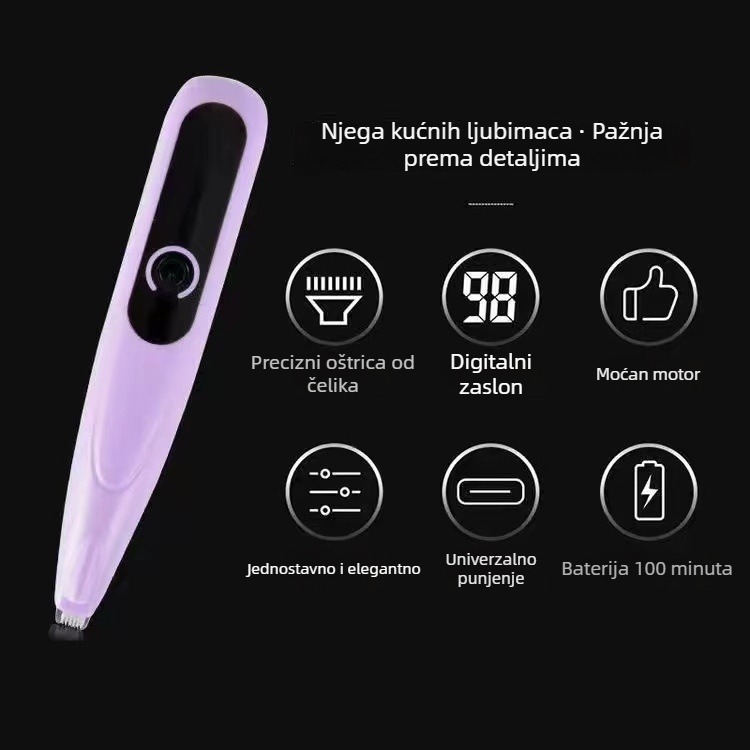 Električni trimer za dlaku šapa kućnih ljubimaca – za mačke i pse – Shuangke, plastično kućište