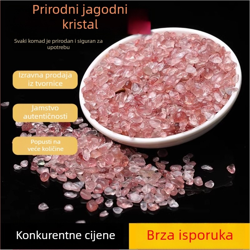 Kristalni šljunak za akvarije i posude; šljunak od jagodom kristala; neobrađeni kamen; kineski stil; veliko pakiranje