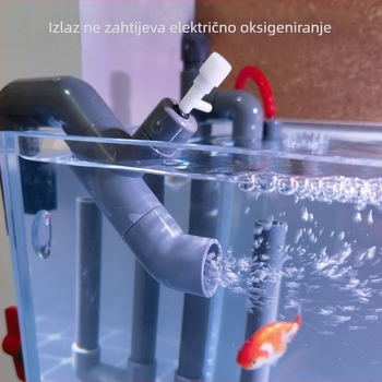 Venturi izlaz kutije filtra – modifikacija s tlmičem i oksigenacijom za donji filter akvarija (plastika; bez pumpe za zrak)